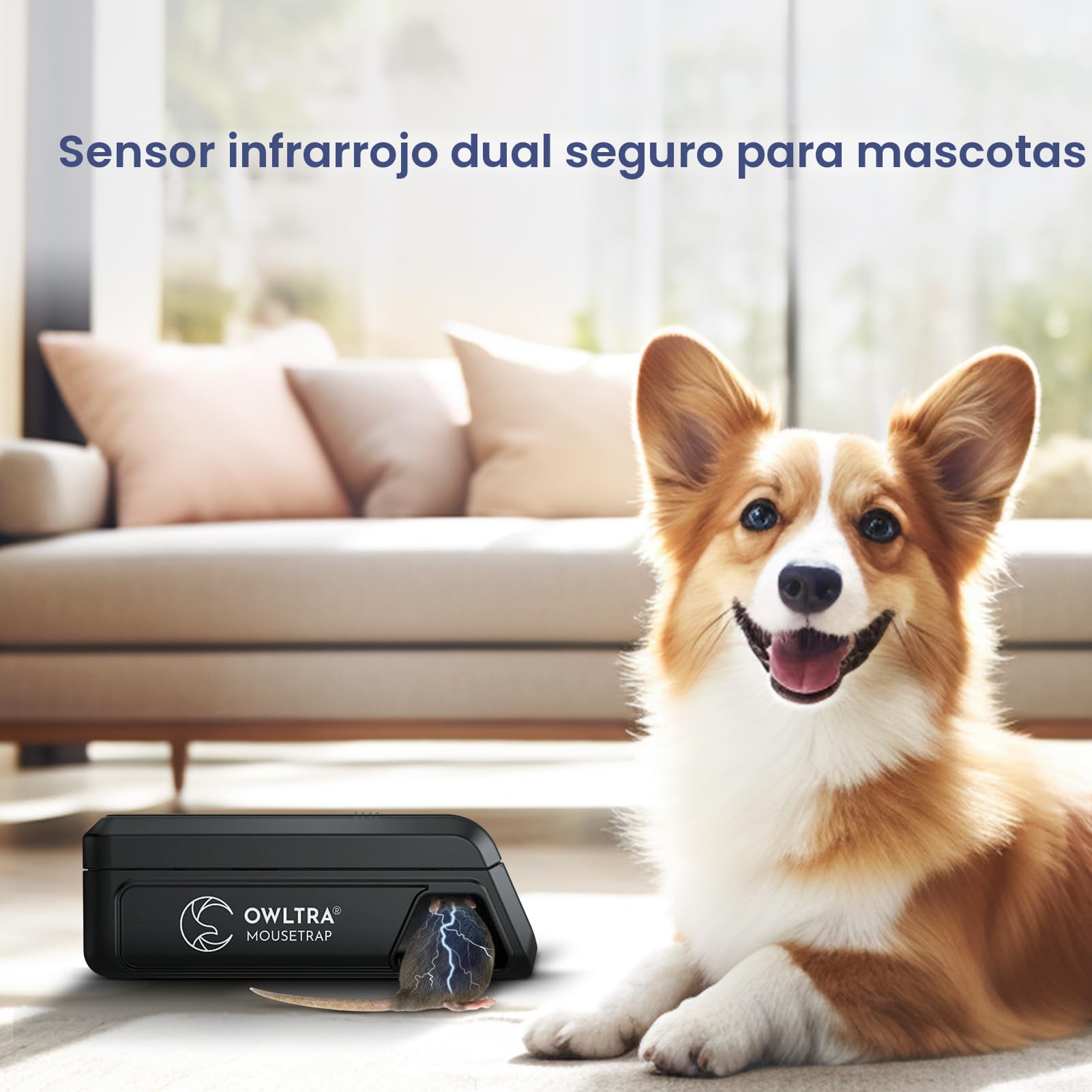 OWLTRA OW-2 - Trampa eléctrica para Ratones, Mata roedores instantáneamente con gatillo Seguro para Mascotas, Color Negro