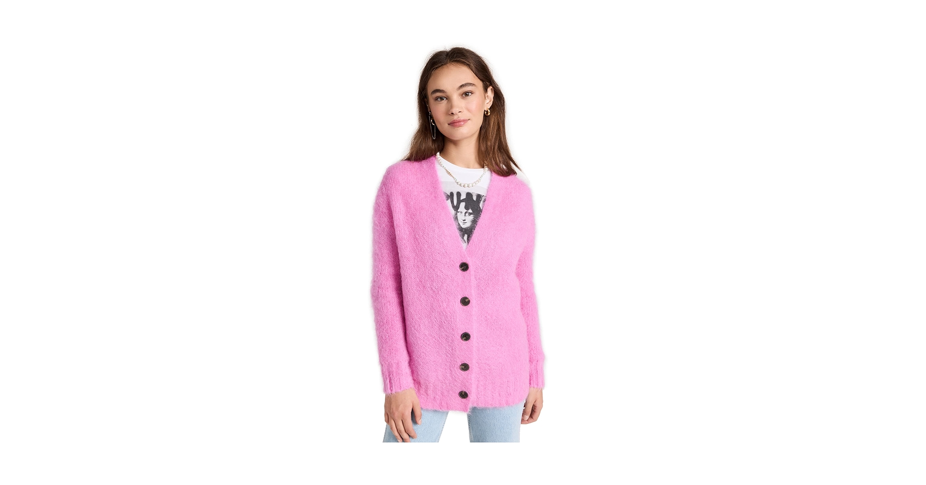 Rebecca Taylor Women's Brushed Mohair Cardigan, Peony, Pink