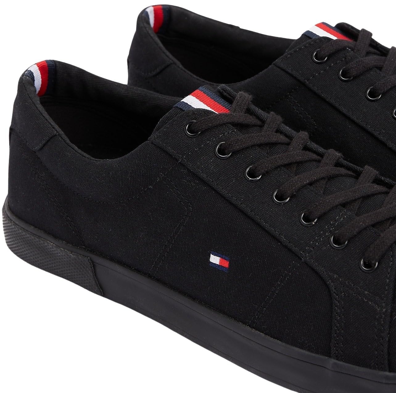 Tommy Hilfiger Zapatillas para Hombre Sneaker con Suela Vulcanizada, Negro (Black/Black), 44