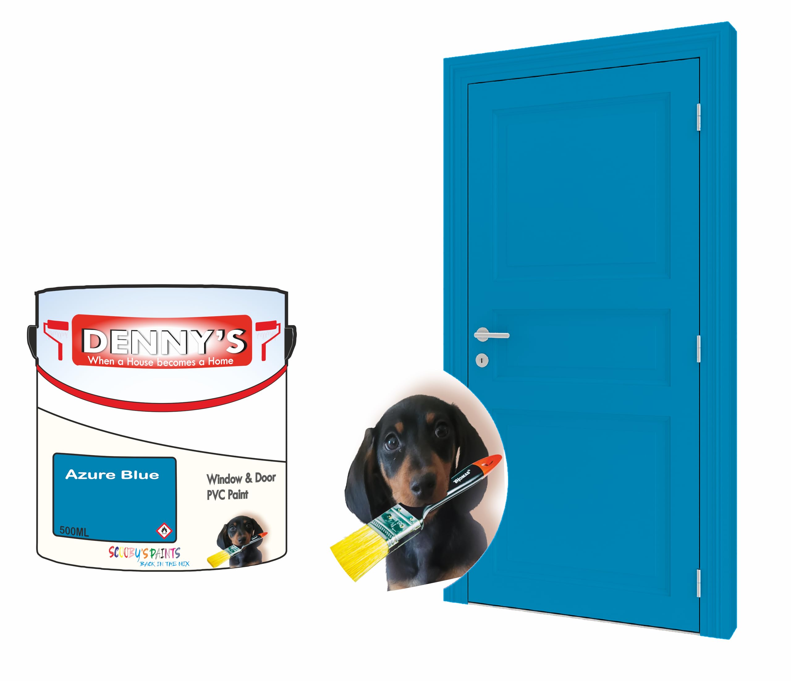 Window & Door PVC/UPVC Paint, 500ml, Available in Matte Gloss Sation Finish Metallic Colours and Solids (Azure Blue)
