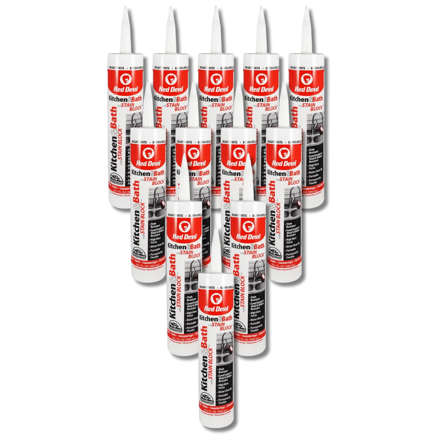 Red Devil 0750 Kitchen &amp; Bath Stain Block Sealant, 12-Pack, White, 12 Pack