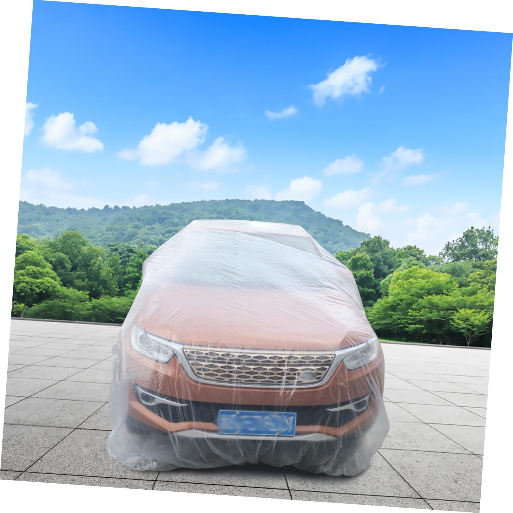 PRETYZOOM Disposable Waterproof Car Cover PE Plastic Protective Cover for Car Models Dustproof and Rain Resistant Universal Fit — view 9