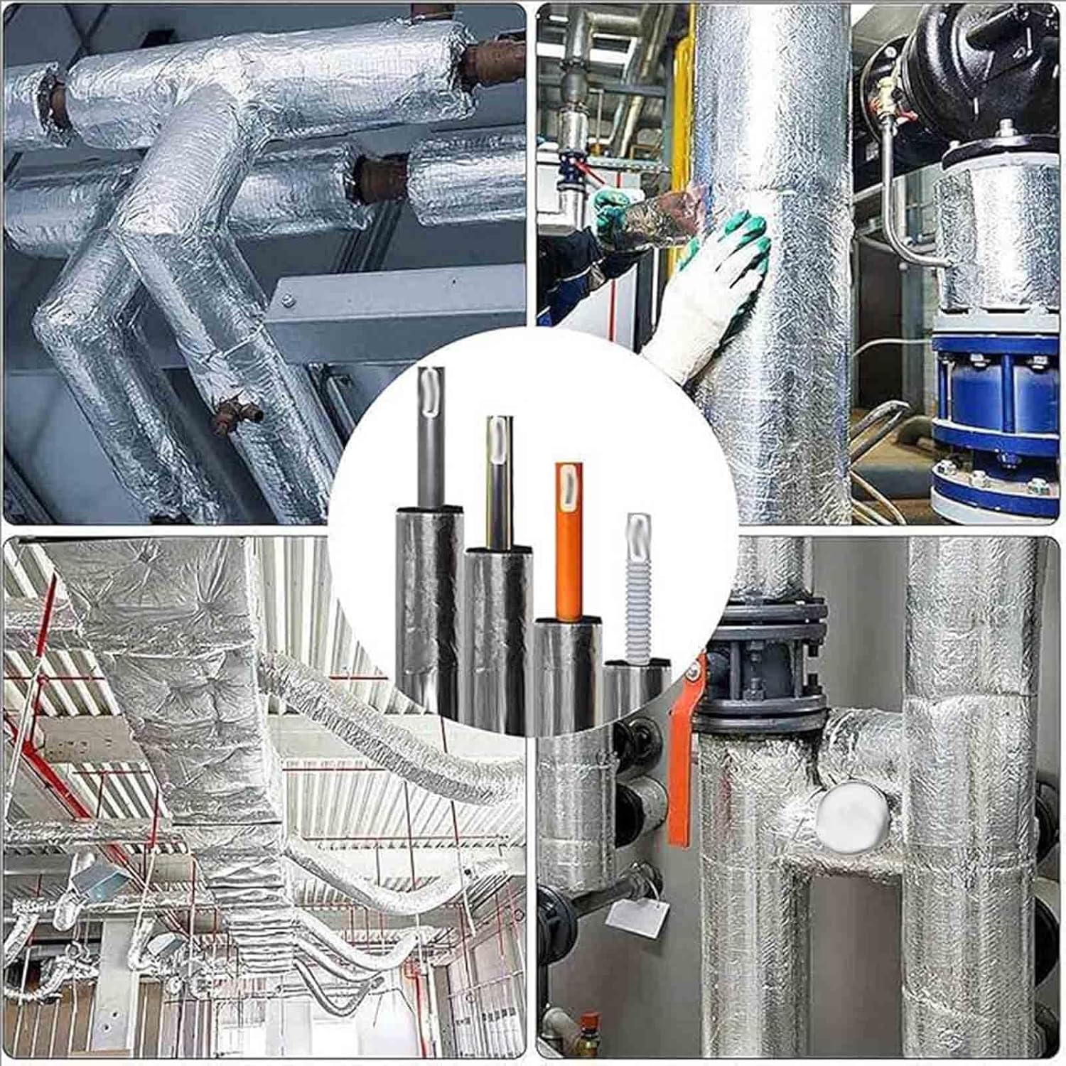 Self Seal Pipe Insulation Lagging Aluminium Foil Self-Adhesive Foam Tube Thick 10/20MM Length 0.9/0.95M for Plumbing Water AC Pipe Sprinkler Spigot(ID108MM x T20MM x 0.95M)
