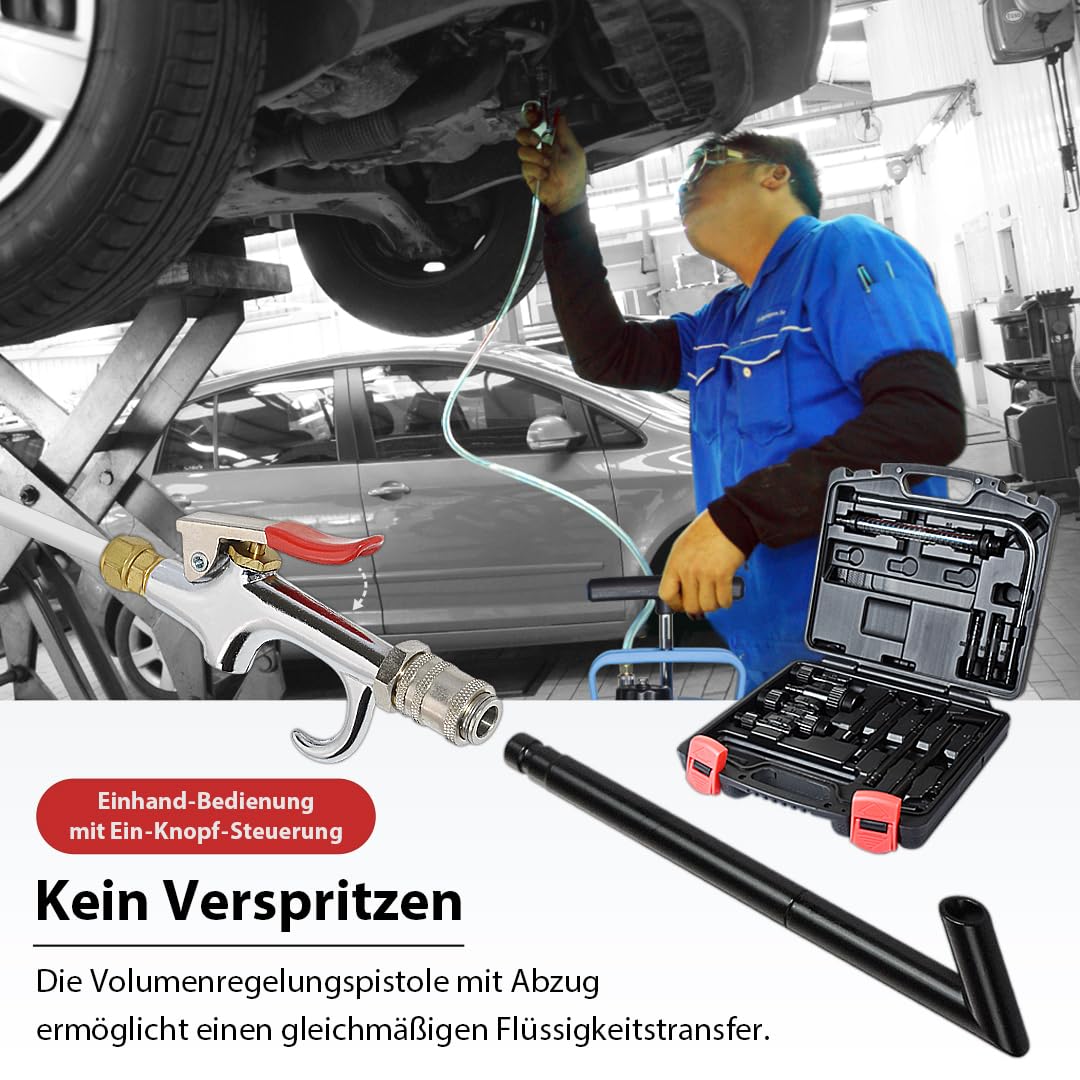 FIRSTINFO Getriebeöl Befüllgerät 10,5 L, Manuelle ATF Befüllpumpe mit 14 Adaptern für Automatikgetriebe DSG CVT, Professionelles Ölfüllsystem A1138HN