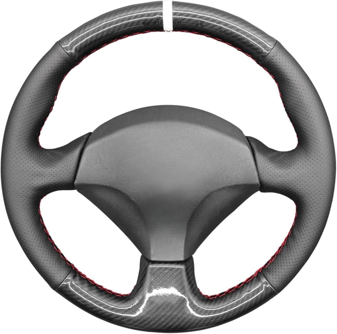 MEWANT Steering Wheel wrap Hand-Stitched PU Carbon Fiber&Genuine Leather Steering Wheel Cover for Honda S2000 Civic Si for Acura RSX Type-S