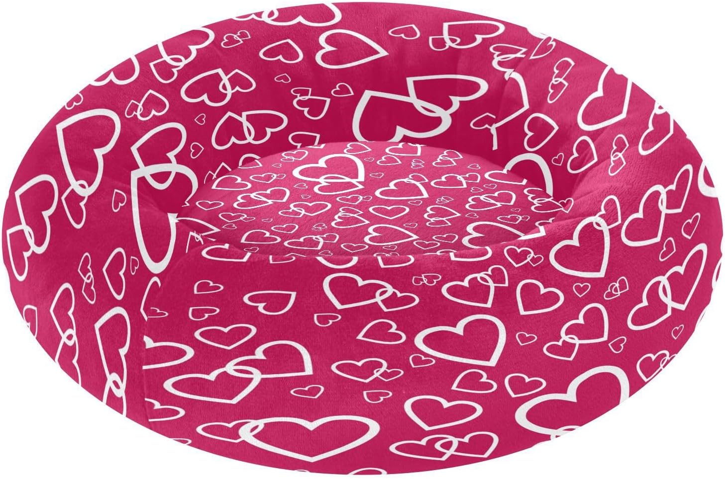 Dog Bed Ultra Soft Fluffy Comfortable Cat Bed, Valentine's Day Printing Washable Dog Beds Anti-Slip Round Pet Beds for Medium Dogs