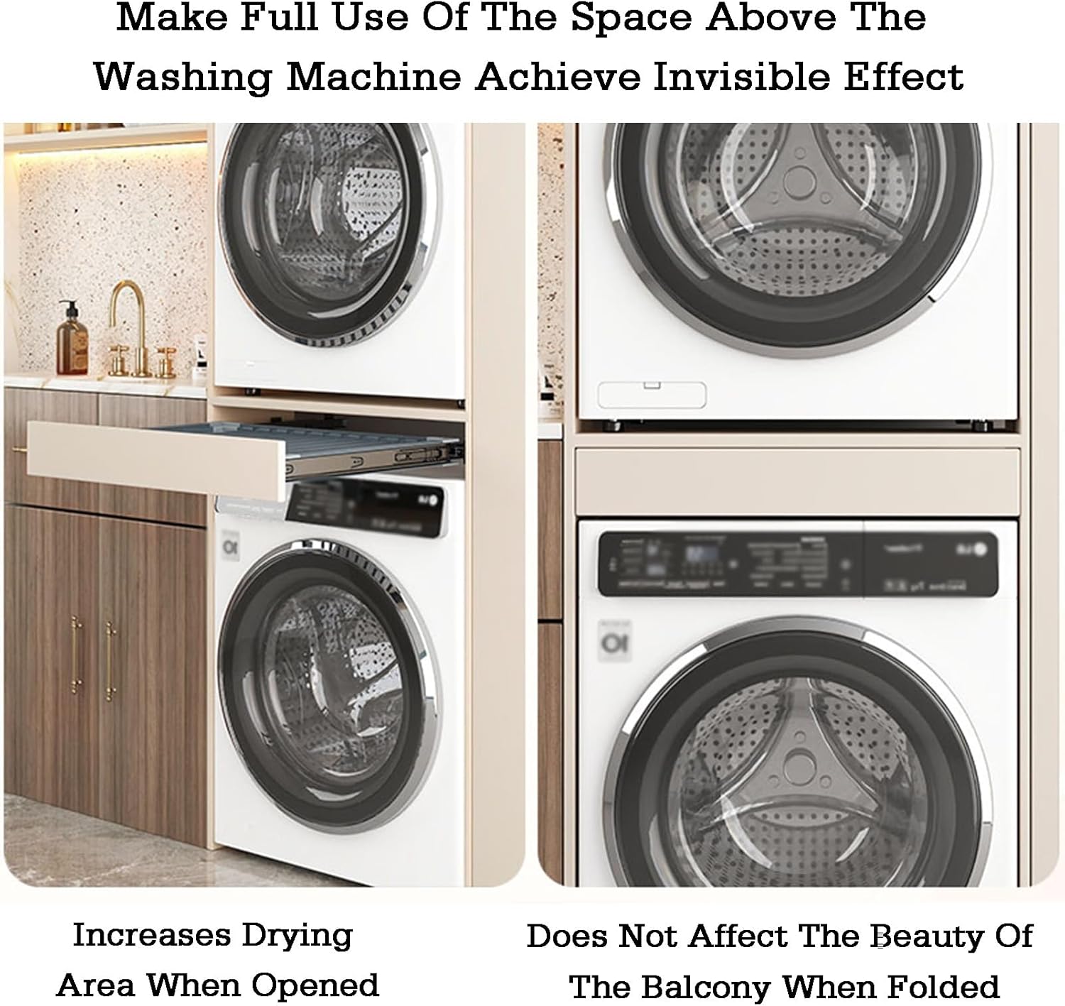 Adjustable Wall-Mounted Drying Rack Drawer for Laundry Organization and Space Saving,Color 1-45x56-61cm