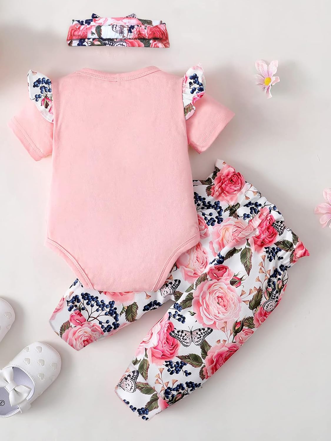 AMAWMW Baby Girl Clothes Set Daddys Little Girl Ruffle Romper Top Camouflage Pants Newborn Infant Baby Girl Outfit - Image 3