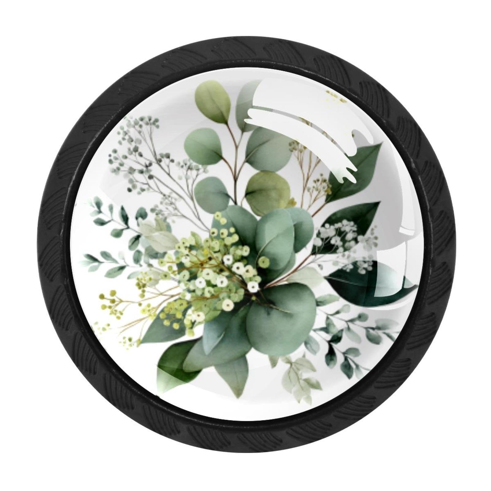 CHENZZZZ 4 Pieces Dresser Knobs Green Leaf Branches (10) Drawer knobs Cabinet Knobs Pull Handles for Home Kitchen Office