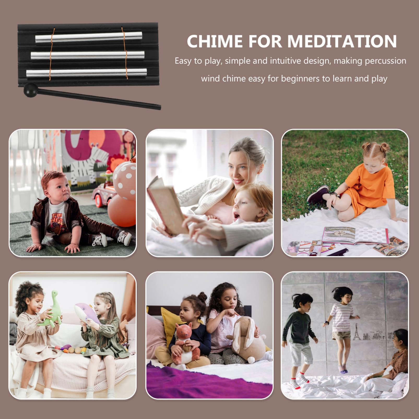 GOOHOCHY Metal Tube Chime Wooden Musical Instrument for Music Classroom Supplies