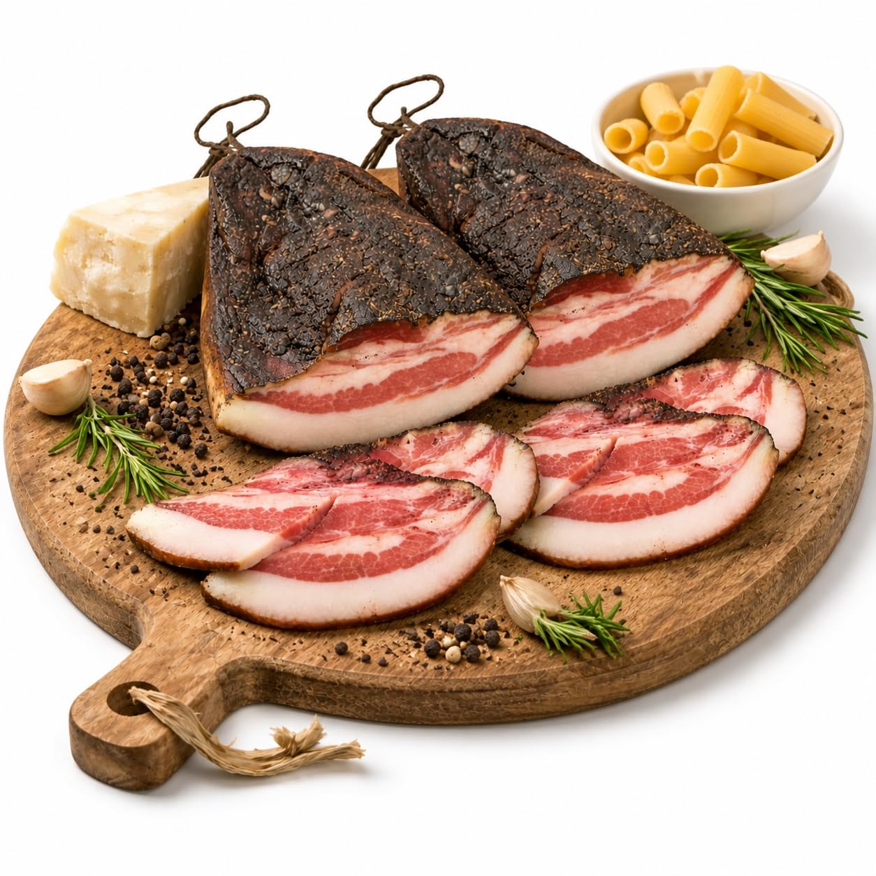 Machegusto!® 2 x Guanciale Affiné 600g (1,2 kg) – Guanciale Italien de Porc – Idéal pour Carbonara, Amatriciana et Gricia – Produit Artisanal 2 x600g (1,2 kg)