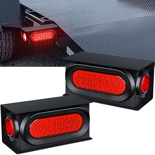WoneNice Paquete de 2 luces de remolque con luces traseras ovaladas de 6 pulgadas y marcadores laterales, carcasa de acero