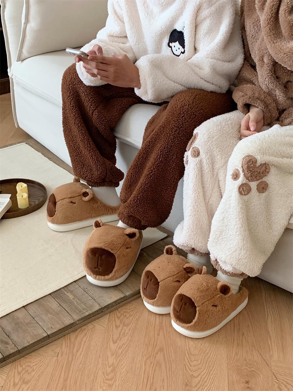Capybara Slippers for Women Men,Cute Fluffy Animal Slippers,Warm Winter Wear Home Cozy Furry Soft Indoor Kawaii Shoes - Image 6