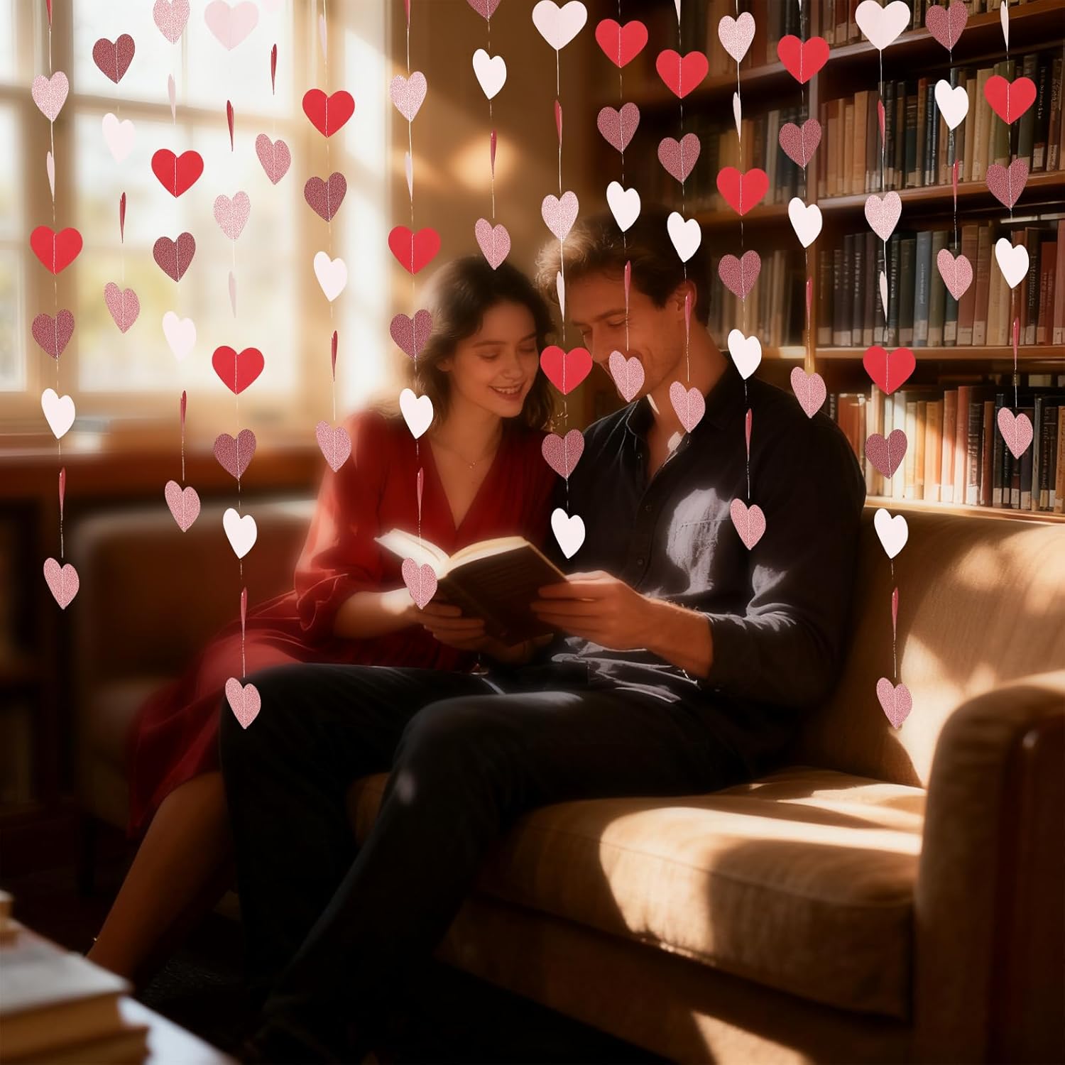 Valentine's Day Heart Garland Decorations - 39.2FT 4 Strands Pink Red Glitter.Mother’s Day, Bridal Shower, Engagement, Wedding, Anniversary, Baby Shower, Birthday - Pink Party Decorations - Image 6