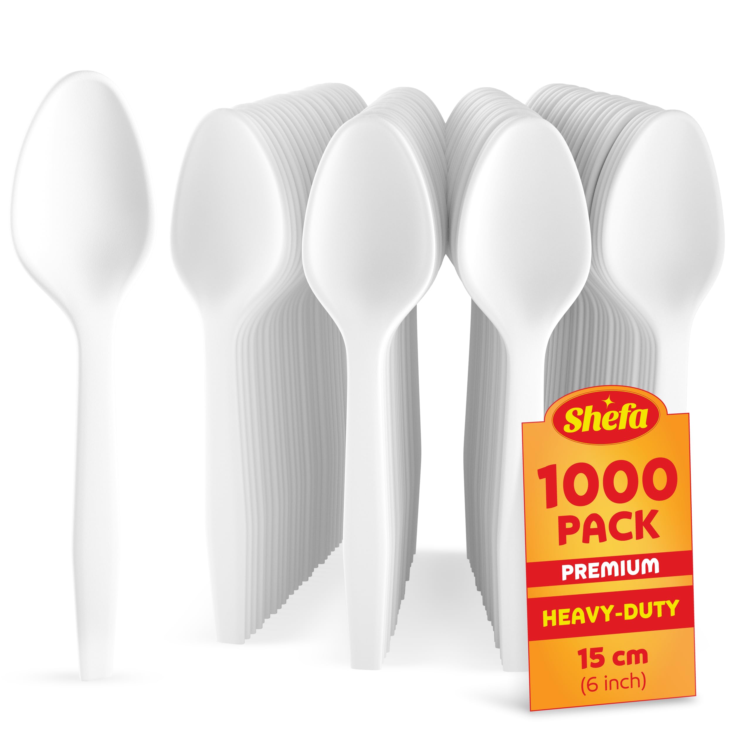 Lot de 100 cuillères jetables en plastique blanc pour fête, barbecue, pique-nique, maison, fête et restaurant