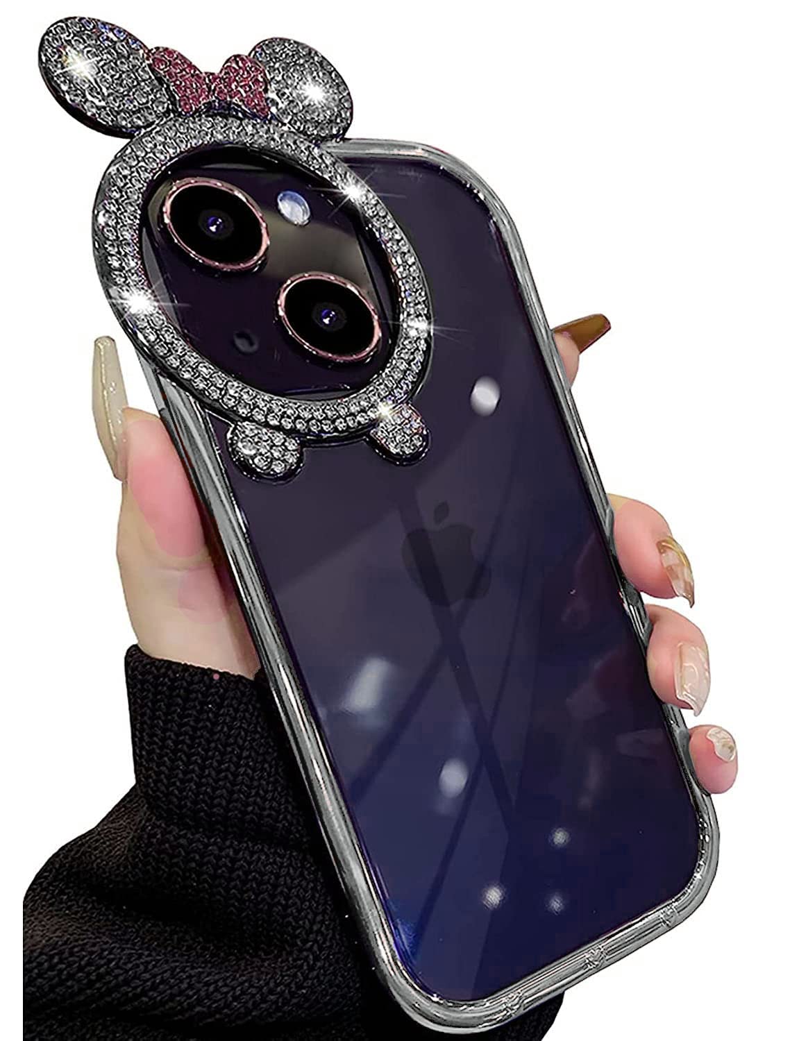 mobistyle Silicone Cute Girly Clear Iphone 13 Cover [Diamond Round Camera Frame], Glitter Sparkly Plated Edge For Girls & Women, Soft Slim Shockproof Back Cover (Silver) (B0C1BRPF5K) Amazon Price History, Amazon Price Tracker