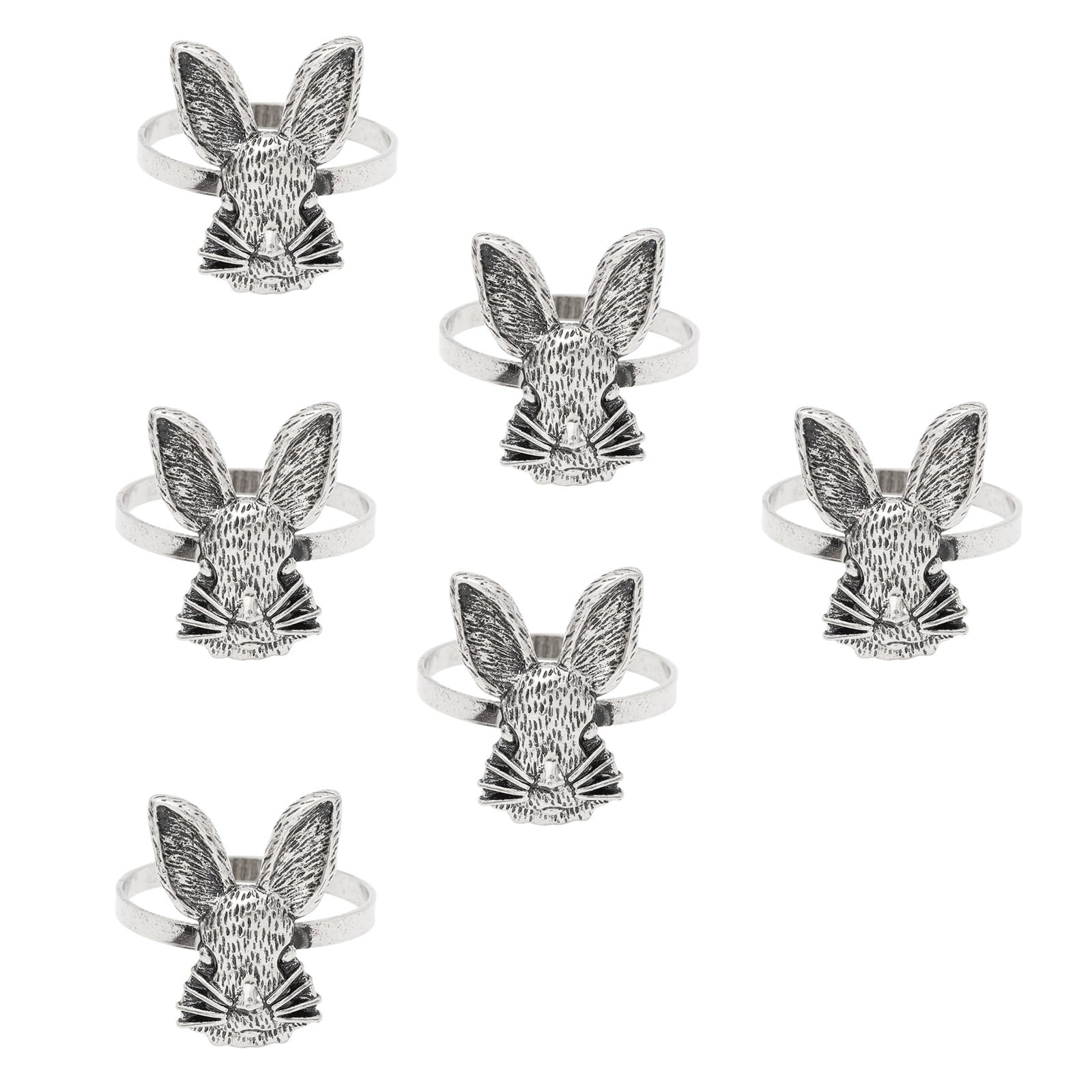 Lerpwige 6Pcs Delicate Rabbits Napkin Rings Unique Rabbits Napkin Rings for Easter Festival and Seasonal Decorations Metal Table Decors