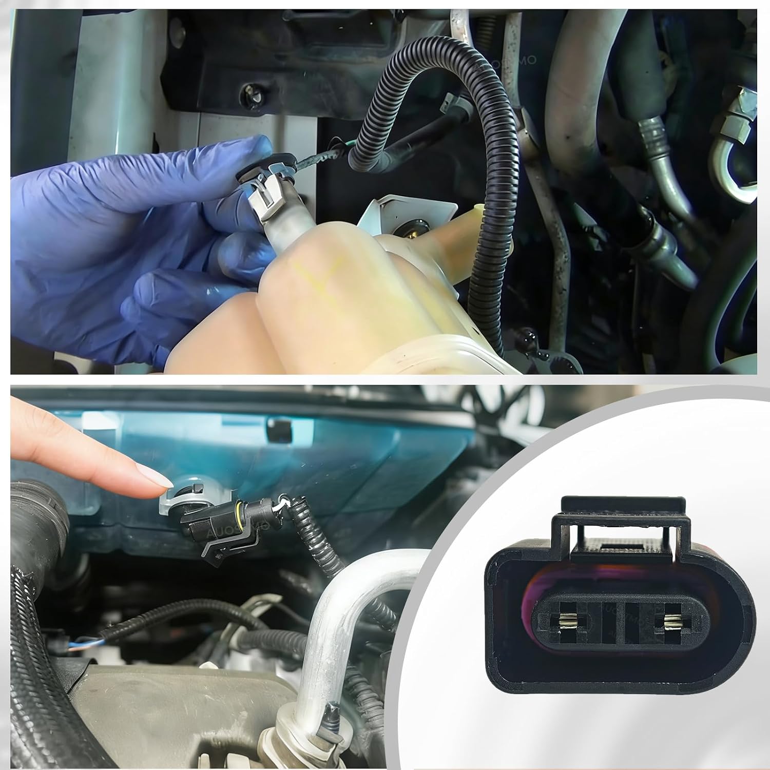 Coolant Level Sensor Connector Pigtail, 1K0973202A/1K0-973-202, Compatible with VW Jetta Golf GTI Passat Tiguan Beetle EOS Atlas Arteon Taos Touareg CC Rabbit Audi A3 A4 A5 A6 A7 A8 Q5 S4 S5 S6 TT