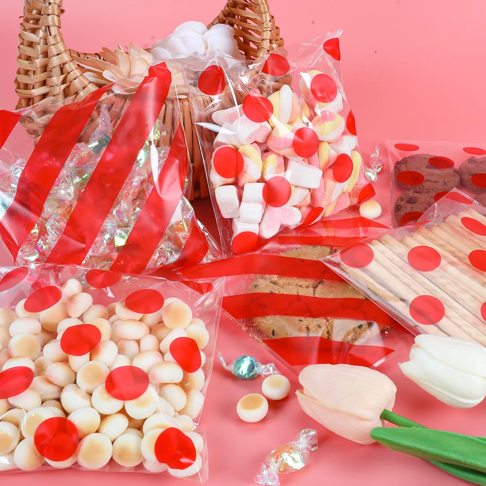 200 bolsas de celofán de 5.5 x 5.5 pulgadas, bolsas de galletas autosellantes para embalaje, bolsas de celofán para regalo, Navidad, San Valentín, dulces, golosinas, panadería casera