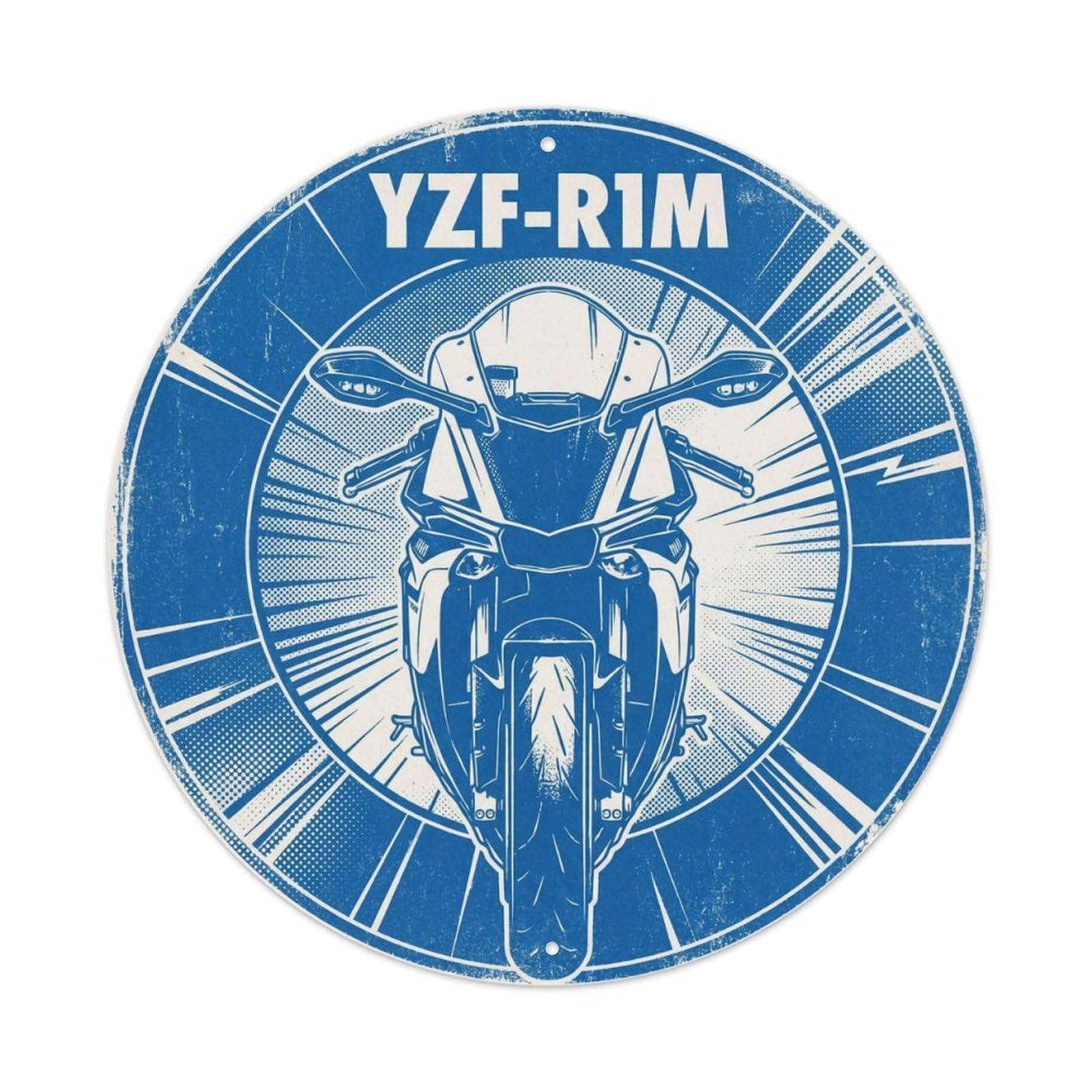 YZF-R1M Japan Superbike Sport Motorcycle Track Racing Metal Tin Sign Plaque Wall Decor for Cafe, Man Cave, Club Bar, Office, Home Garden Round Metal Poster 8x8Inch
