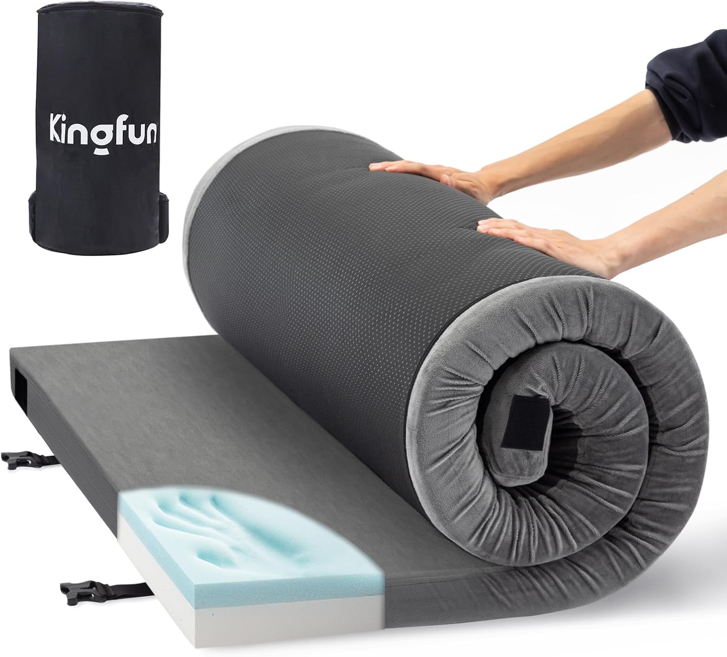 Kingfun 3 Inch CertiPURUS Memory Foam Camping Mattress