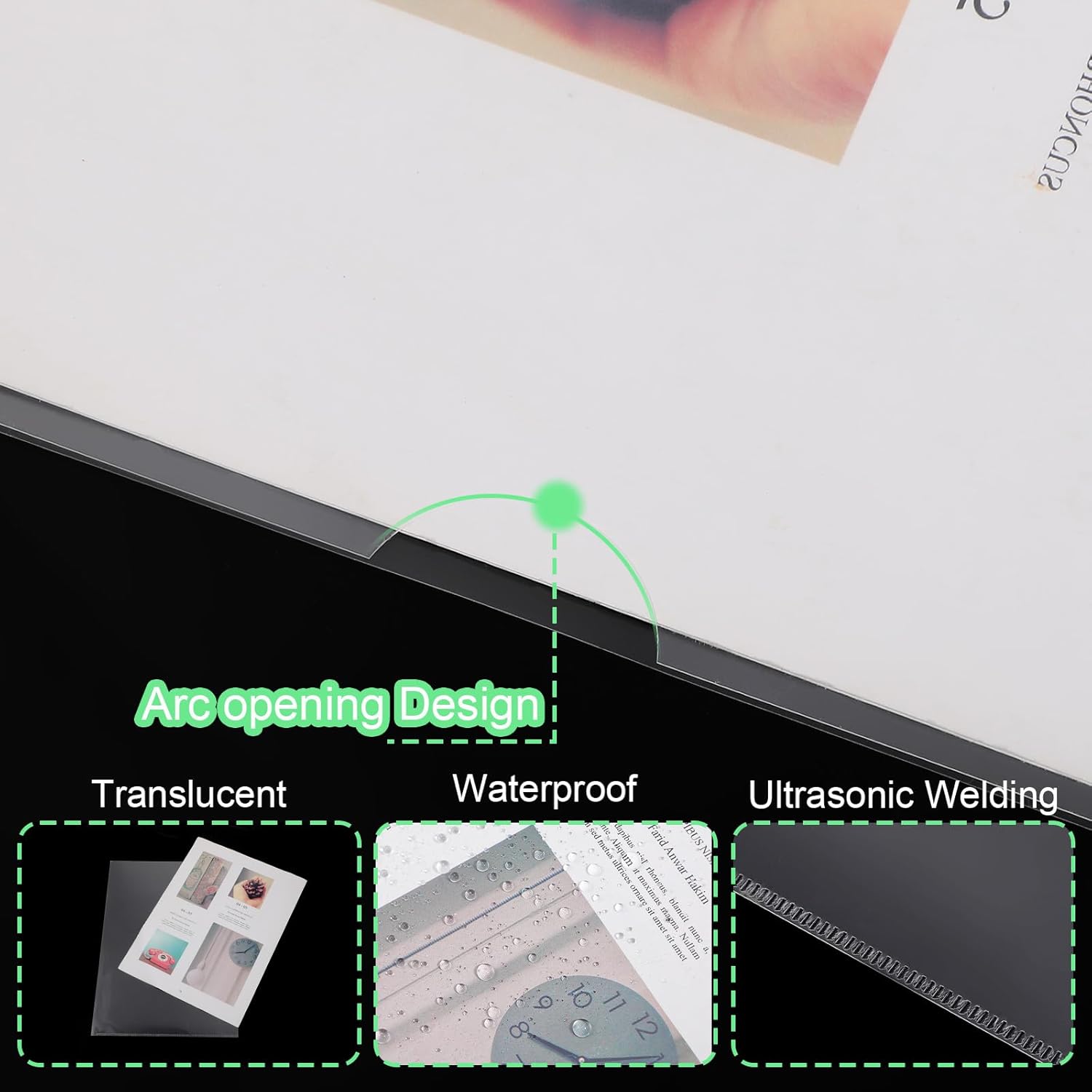 100 Pack Plastic Clear Document Folders - L-Type Folders Copy Safe Project Pockets, for A4/ Letter Size Sheets, Folders in Transparent - 8.66 x 12 Inch