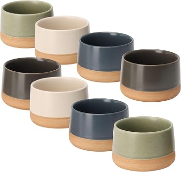 Carousel Home Set of 8 Stoneware Snack Bowls, 8-piece Speckled Glazed Ceramic Nibbles Tapas Bowls Dip Serving Dishes