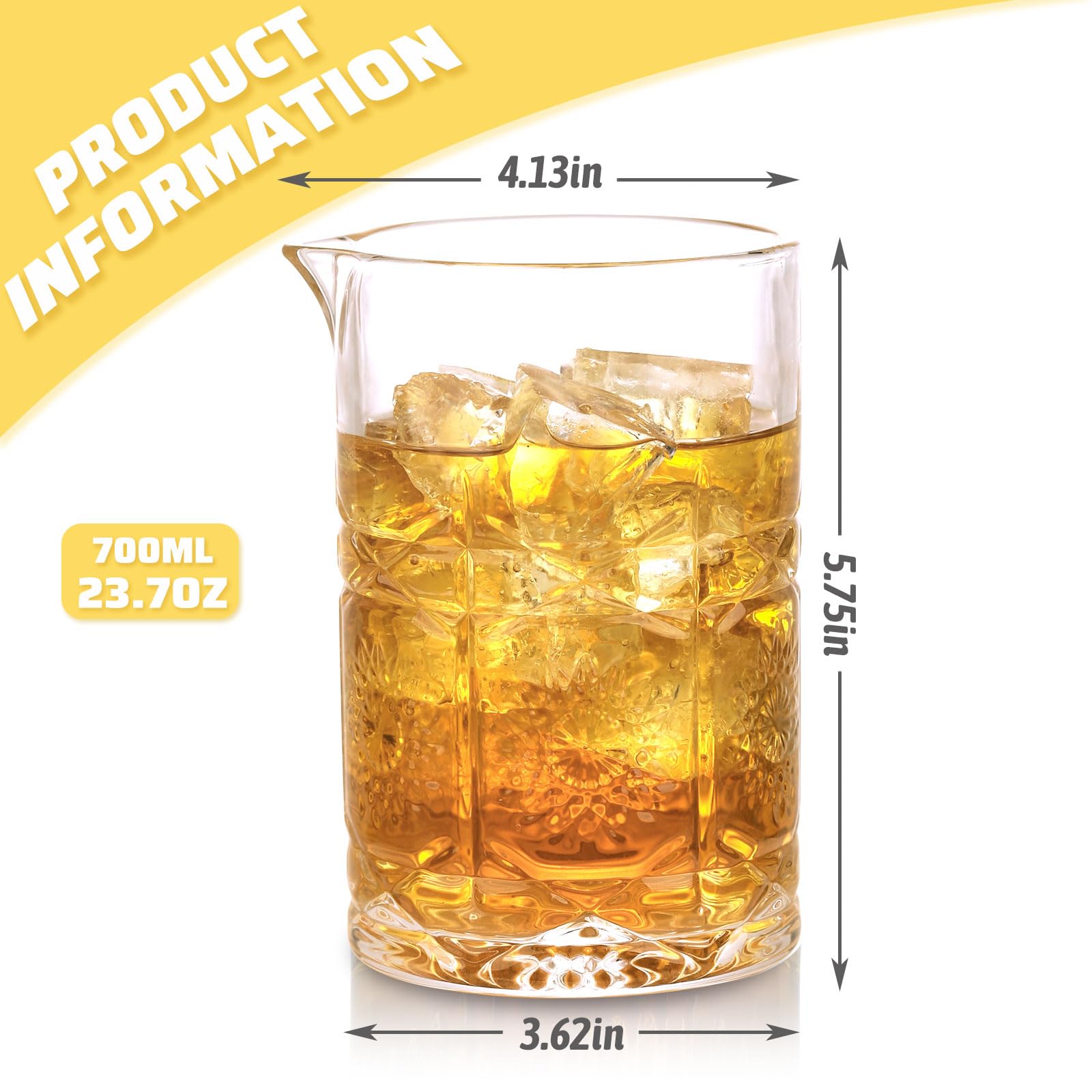VanEnjoy Cocktail-Mixglas-Set – 2 Stück, 590 Ml, Aus Bleifreiem Kristallglas, Mit Rührlöffel-Ausgießer