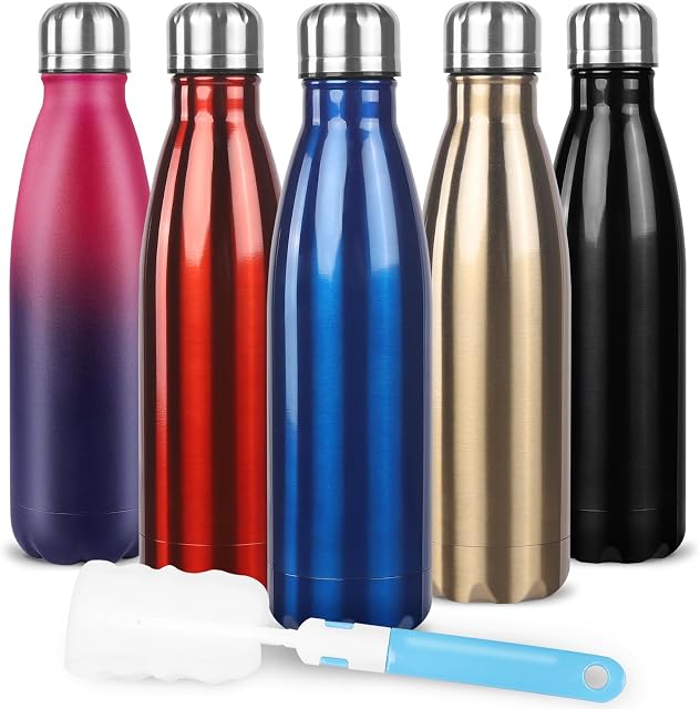 Sfee Insulated Water Bottle, 17oz Stainless Steel Water Bottles, Double Wall Vacuum Reusable Water Bottles Leak Proof BPA-Free Sports Bottle Cup Keep Hot&Cold for Running Gym Workout Cycling Kids