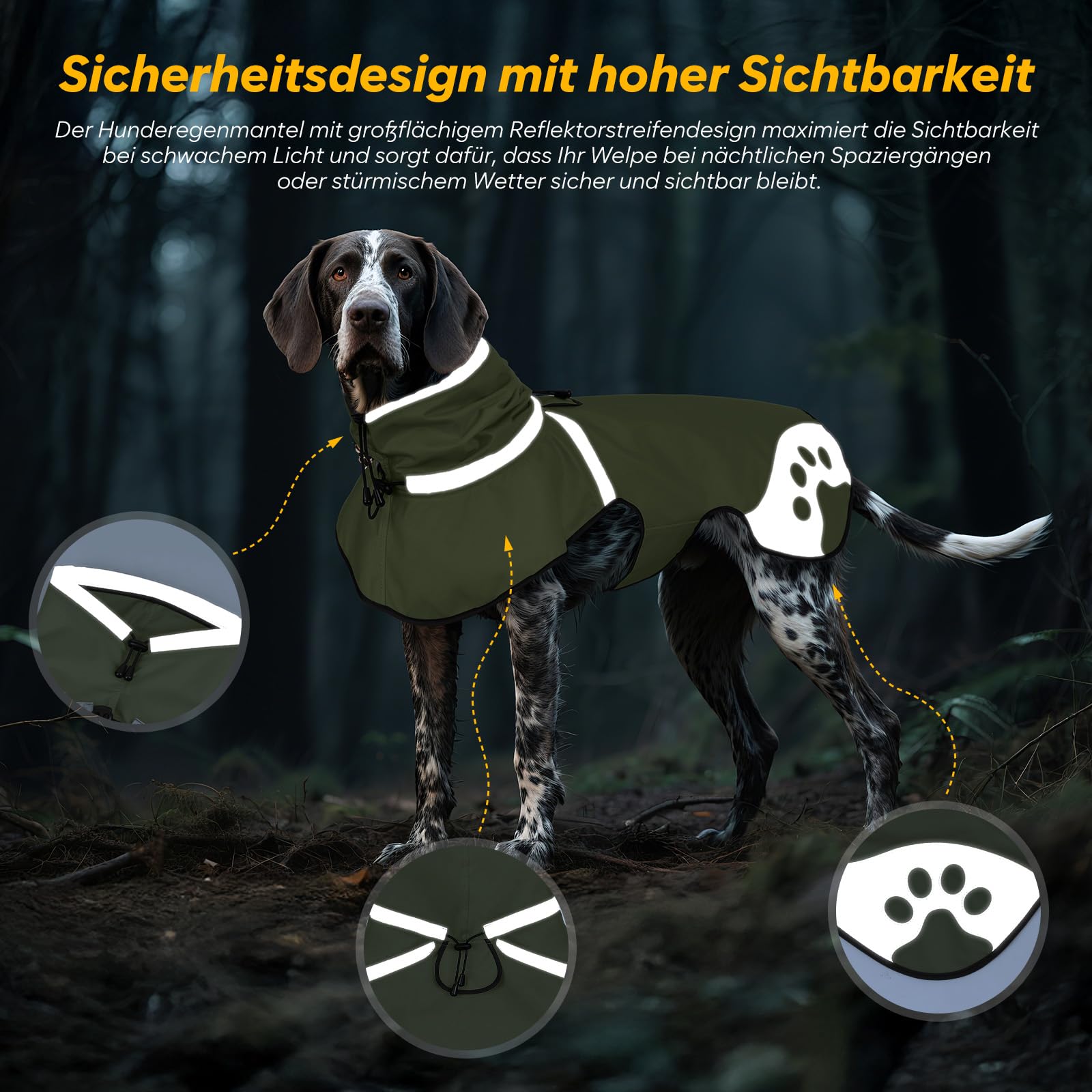 Cappotto impermeabile antivento, impermeabile con riflettore – impermeabile per bassotto, giacca per cani impermeabile