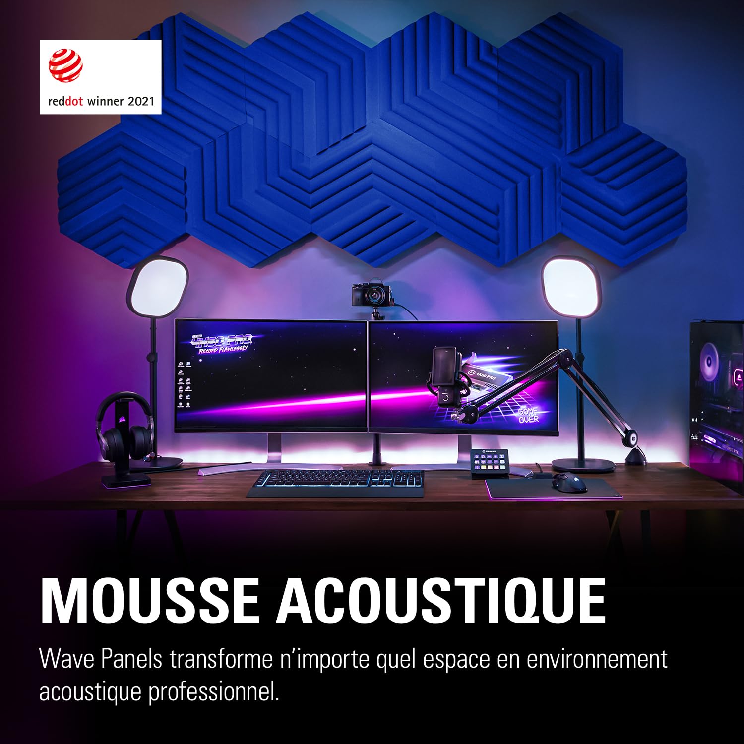 Elgato Wave Panels Starter Set (Bleu) - 6 panneaux de traitement acoustique, mousse double densité, système exclusif de cadres EasyClick, format modulable, montage et démontage faciles
