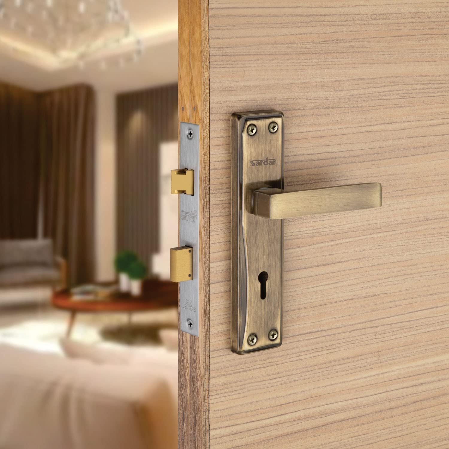 SARDAR Nexus Antique 7 Inch Iron Handle Set|2 Keys | 6 Lever Single Turn Lock Set| Handle Set for Door, Bathroom, Bedroom, Living Room| (Antique)