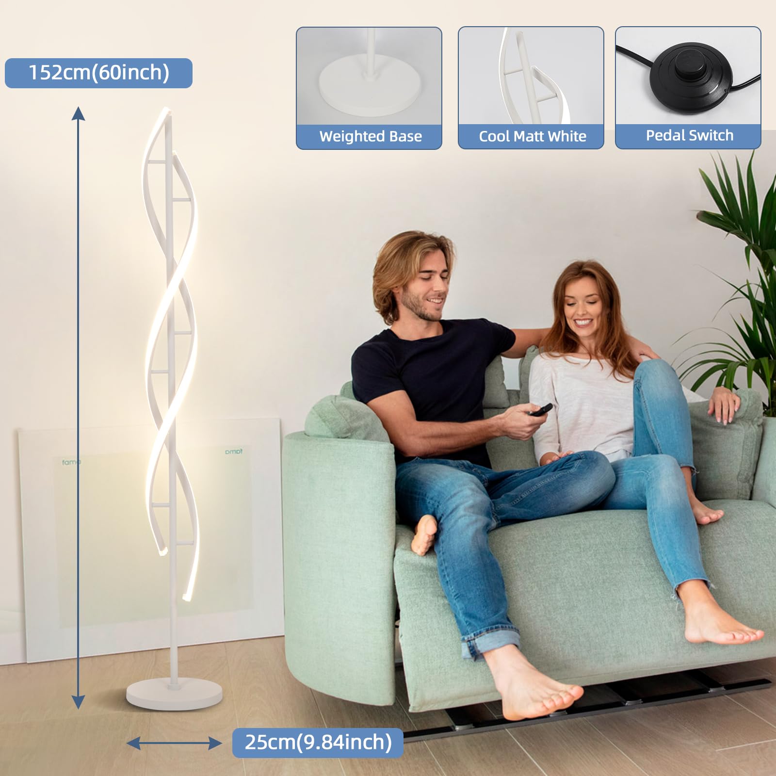 Amazon.co.jp : ADISUN 40W LED フロアランプ リモコン 調光機能付き