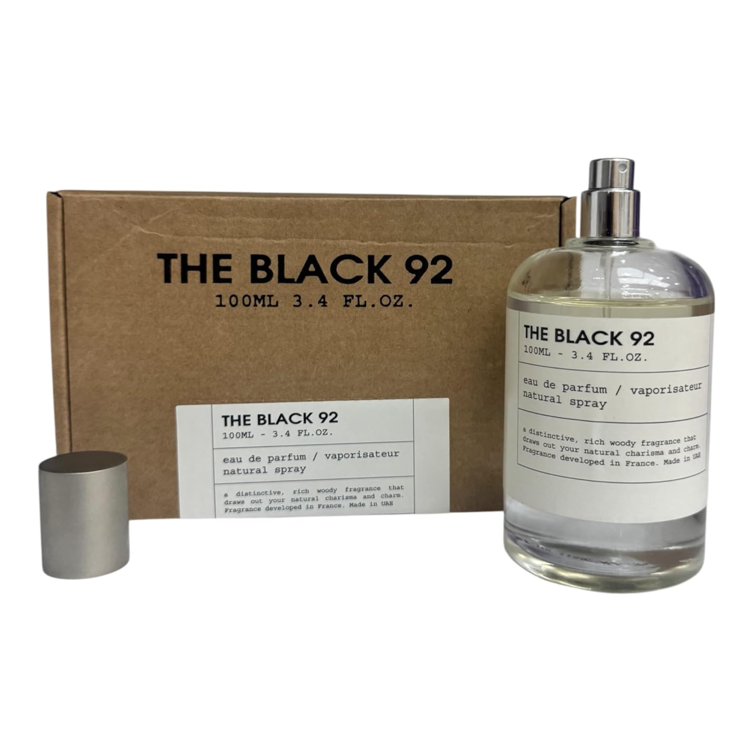 The Black 92 Eau de Parfum Natural Spray, 3.4 fl oz, Woody Fragrance, Made in UAE