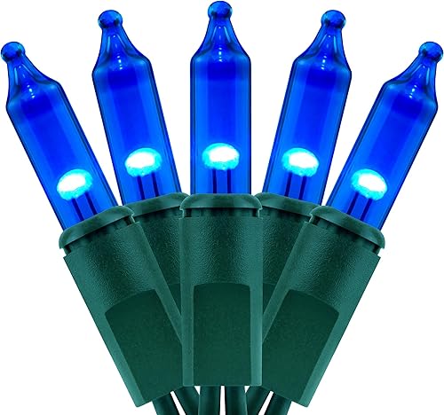 Miniatura 10 de YULETIME 200 luces de Navidad naranjas, paquete de 2 hebras de 21 pies, 100 unidades, con certificación UL, mini cadena incandescente (naranja -