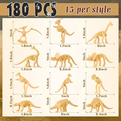Miniatura 2 de Sratte 180 piezas de esqueletos de fósiles de dinosaurio, juguete surtido de huesos de esqueleto de plástico, figuras de 2.5 pulgadas, huesos de