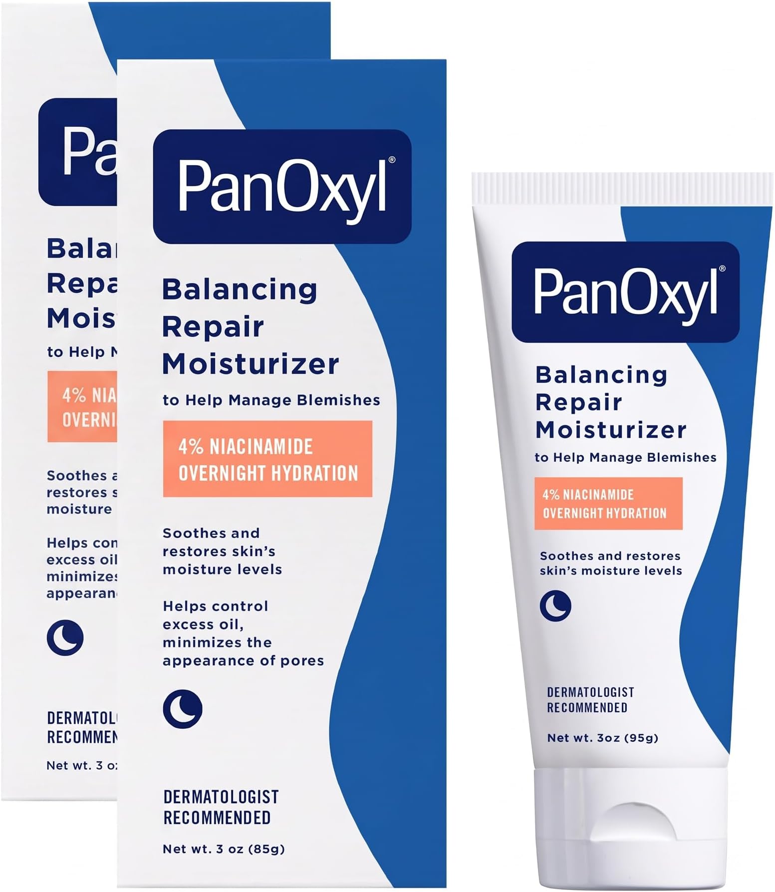 PM Balancing Repair Moisturizer with Niacinamide, Ceramides and Cica, Hydrating Face Moisturizer, Acne Prone Skin and Dry Skin, Non-Comedogenic Night Face Moisturizer, 3 oz (Pack of 2)