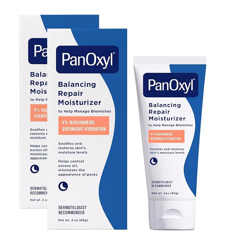 PanOxyl PM Hidratante facial noturno com niacinamida, ceramidas e Cica, pacote com 2
