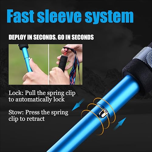 Miniatura 3 de AONIJIE Bastones de trekking (2 unidades, 47.2 in) para hombres y mujeres, puntas antigolpes, diseño compacto plegable para correr en senderos,