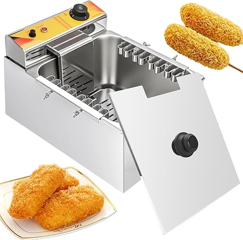 Freidora comercial, 12 litros eléctrica totalmente automática de queso para perros calientes, parrilla de salchicha, tira de horno, freidora