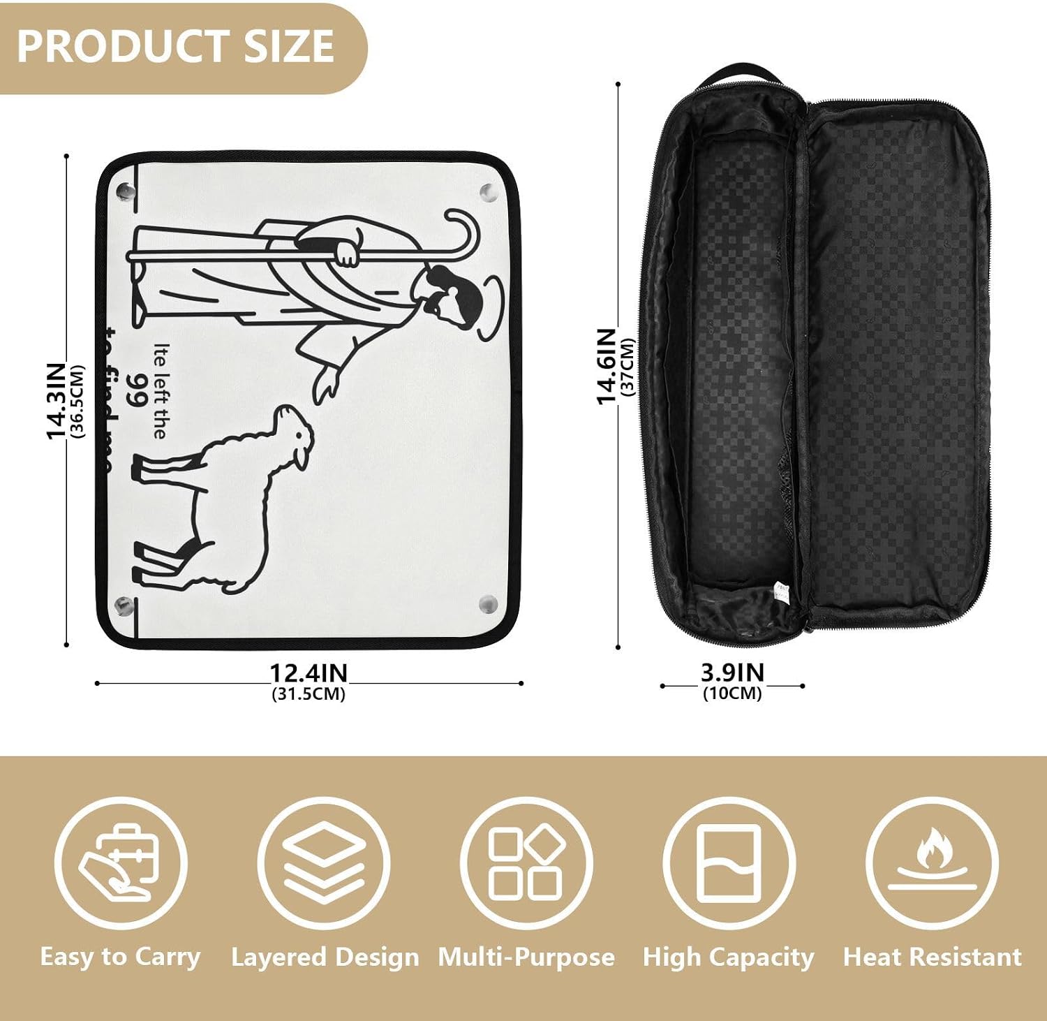 Hair Tool Travel Bag with Removable Heat Resistant Mat Double-Layer Travel Carrying Case for Straigheners, Curling Iron, Hair Dryer, Jesus Faith He Left The 99 to Find Me Hair Accessories image 4