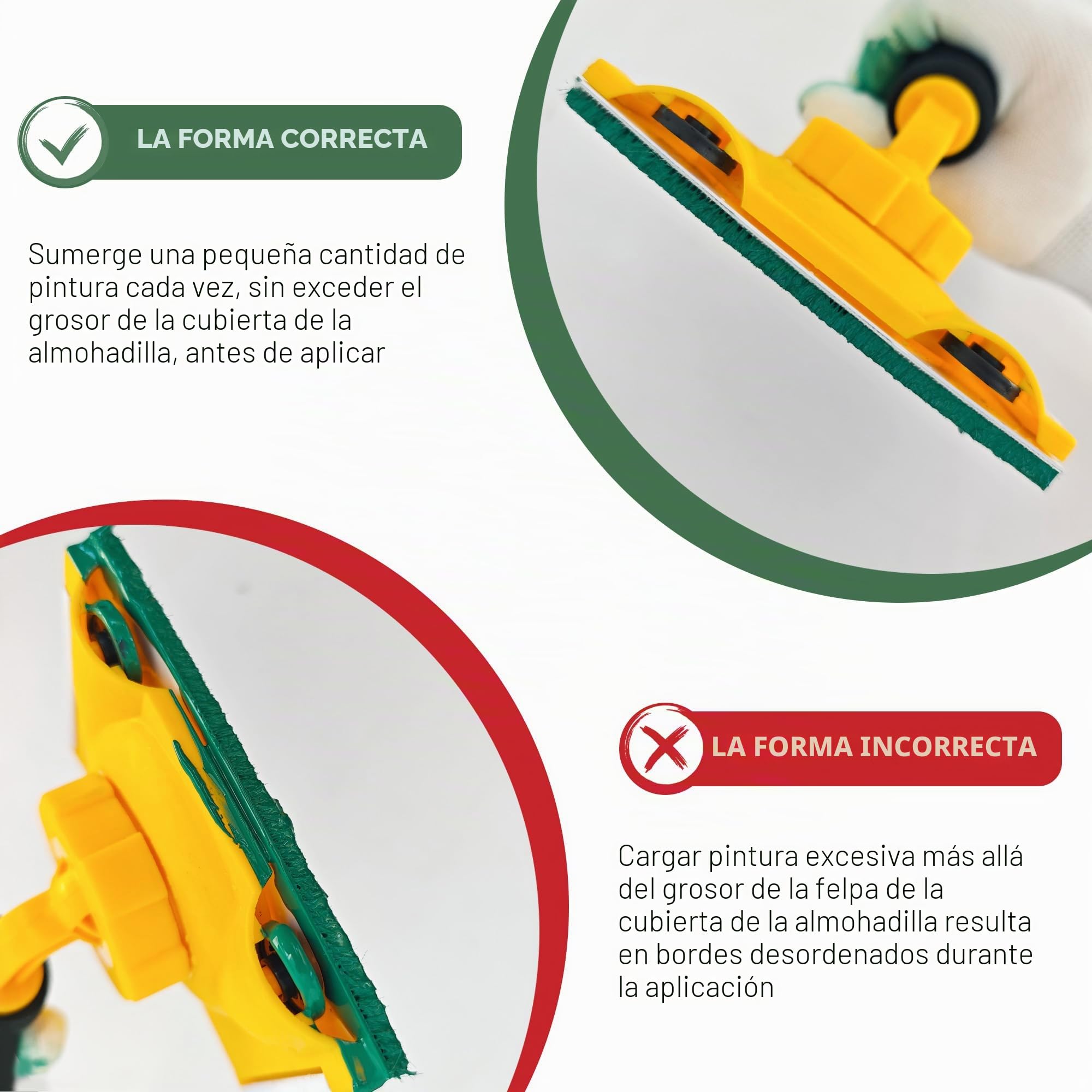 VOOMEY Kit de herramientas de bordeadora de pintura, juego de almohadillas de pintura de 9 pulgadas, 7 piezas de bordeadora de pintura con borde, almohadilla de retoque, pintor de almohadillas de