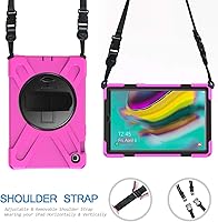 Vista 6 de IVY Funda con función atril de 360 grados compatible con Samsung Galaxy Tab A 9.7 2015 (SM-T550) con correa para la muñeca y correa para el hombro