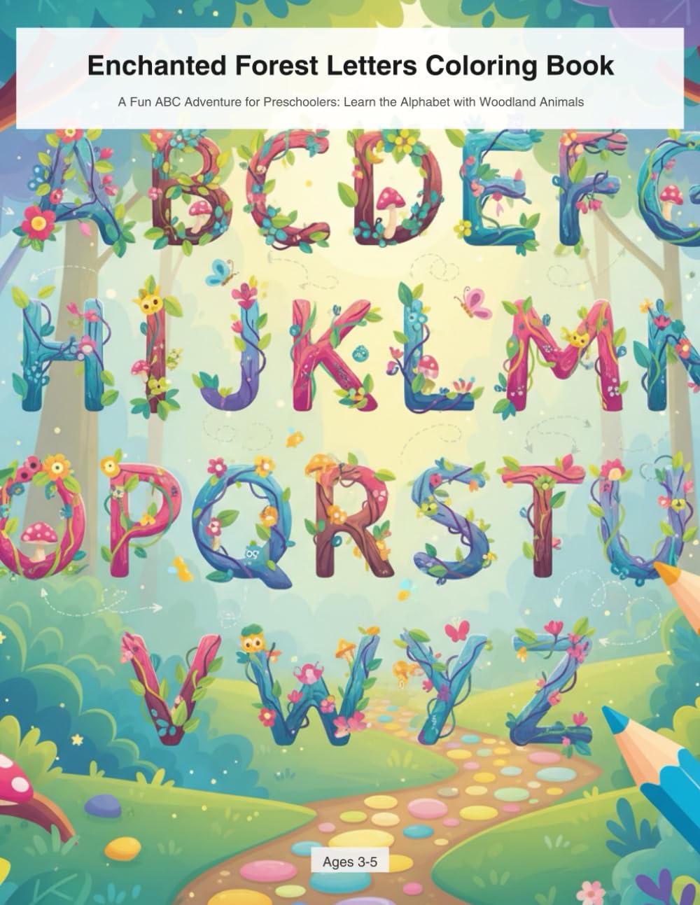 Enchanted Forest Letters Coloring Book: A Fun ABC Adventure for Preschoolers: Learn the Alphabet with Woodland Animals