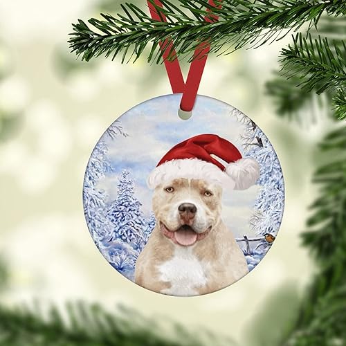 Miniatura 2 de Adornos de Navidad de Papá Noel American Bully Dog Puppy Adornos de Navidad Bulldog Americano Árbol de Navidad Adornos Colgantes Decoraciones de