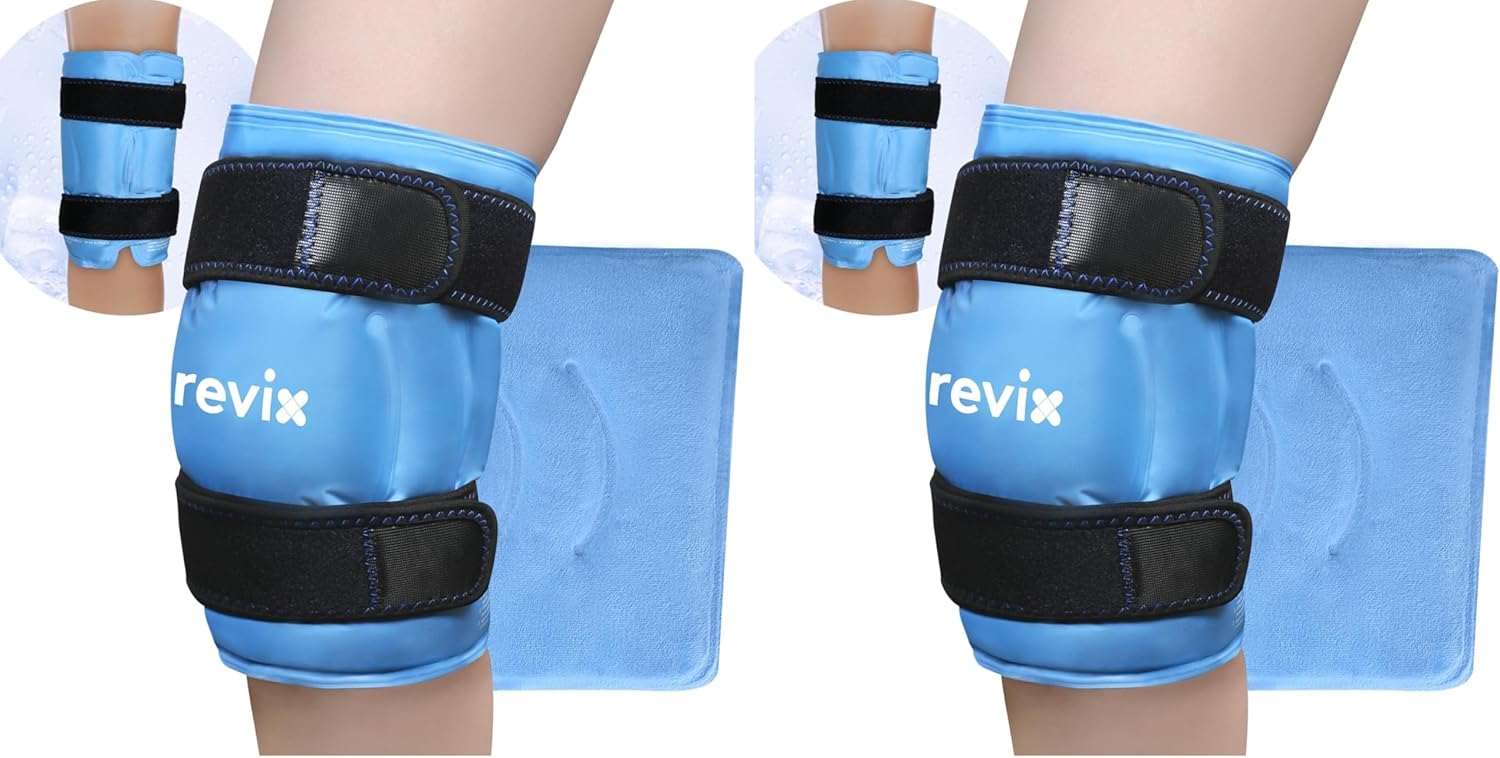 REVIX 19" Extra Large Knee Ice Pack Wrap Around Entire Knee, Reusable Gel Cold Pack for Discomfort and Post-Workout Fatigue, Cold Compress, Enhance Comfort and Recovery (Pack of 2)