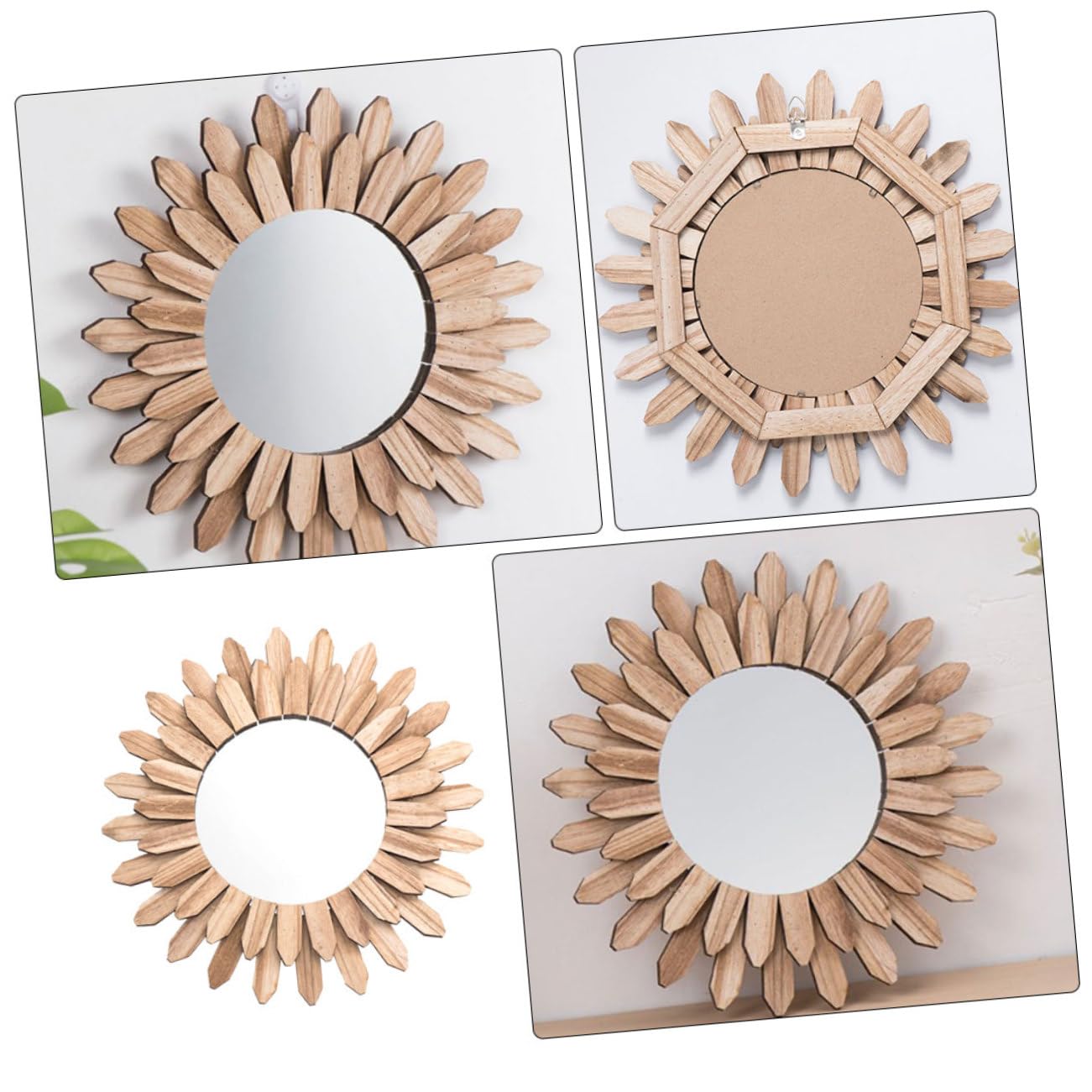 Lurrose Specchio Decorativo da Parete in Legno e Vetro, Design Versatile e Durevole, per Bagno, Ingresso, Hotel e Case Vacanza