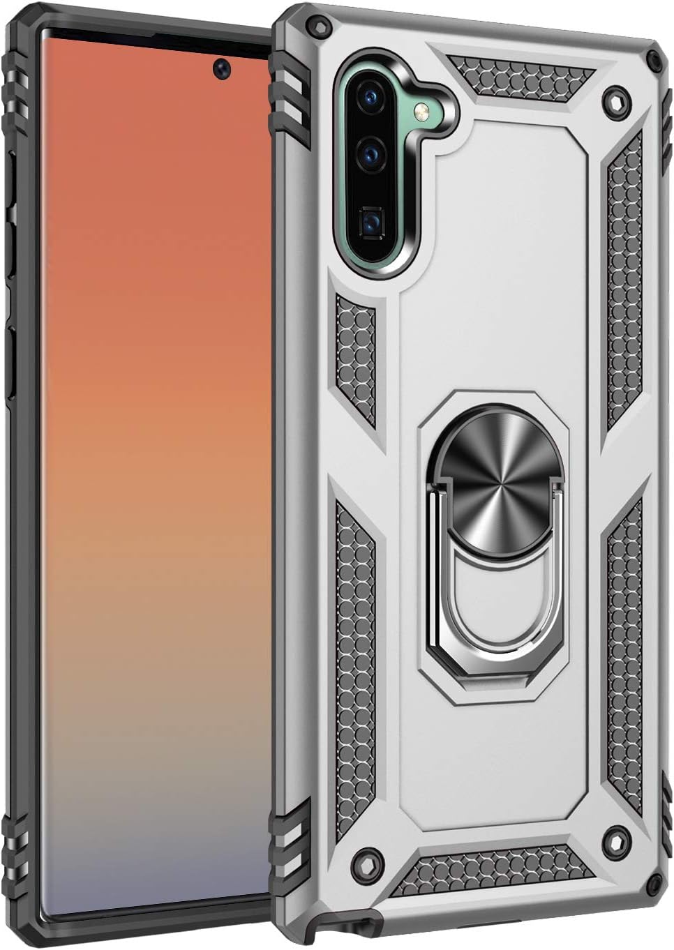 Cubix Back Cover for Samsung Galaxy Note 10 Robot Series Back Cover Case Scratch Free Slim Hybrid Defender Bumper Shock Proof Case Cover with Kick Stand (Silver)