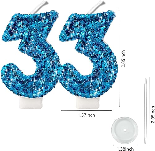 Miniatura 20 de Velas de números con purpurina de oro rosa de 2.8 pulgadas, muchos colores, regalos de cumpleaños de 22 años, velas de cumpleaños, velas de números