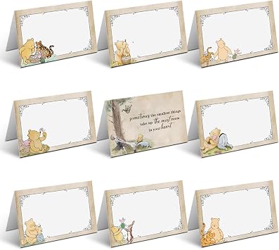 16Pcs Winnie Quotes Prints Centerpiece Card, Classic Pooh Game Cards Set for Baby Shower, Includes 8 Different Winnie Quotes Cards,Perfect for Baby Shower Party Activity Supplies